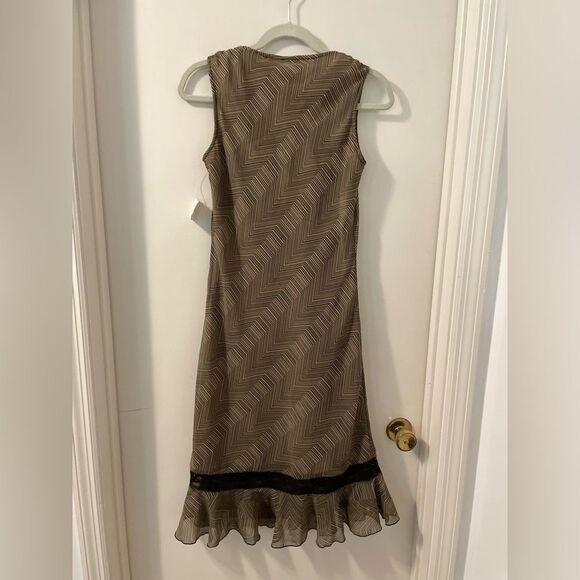 NWT Y2K CR Whimsigoth Fairy Tan Black Sleeveless V-neck Sequin Lace Midi Dress - Picture 2 of 8